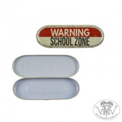 Metalowa Puszka Pudełko Warning School Zone